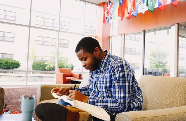 student studying